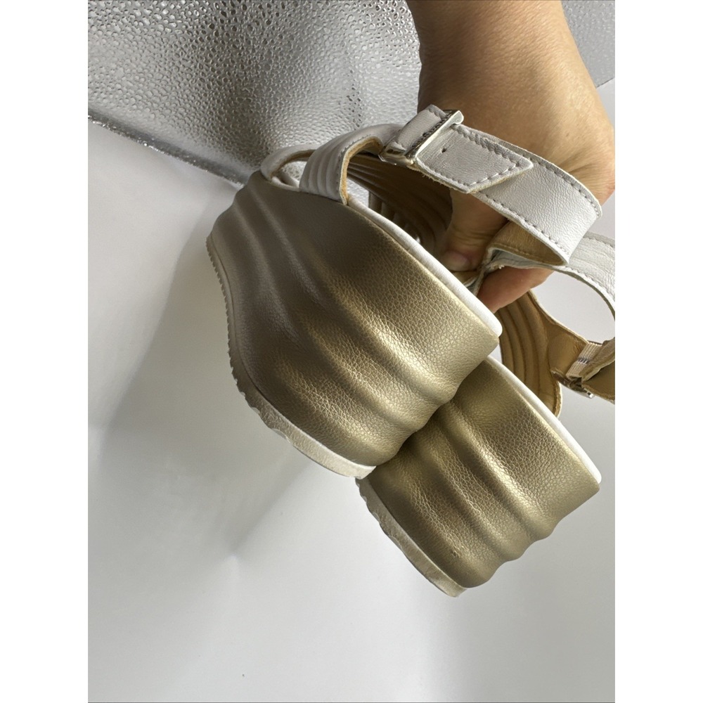 Cordani Yvonne Platform Wedge Sandals Tan Golden White  Womens 40 Made in Italy - Picture 6 of 9